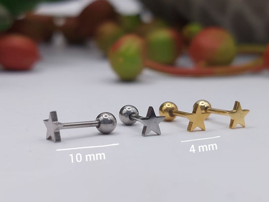 Star Stainless Steel Earring Screw-In Stopper