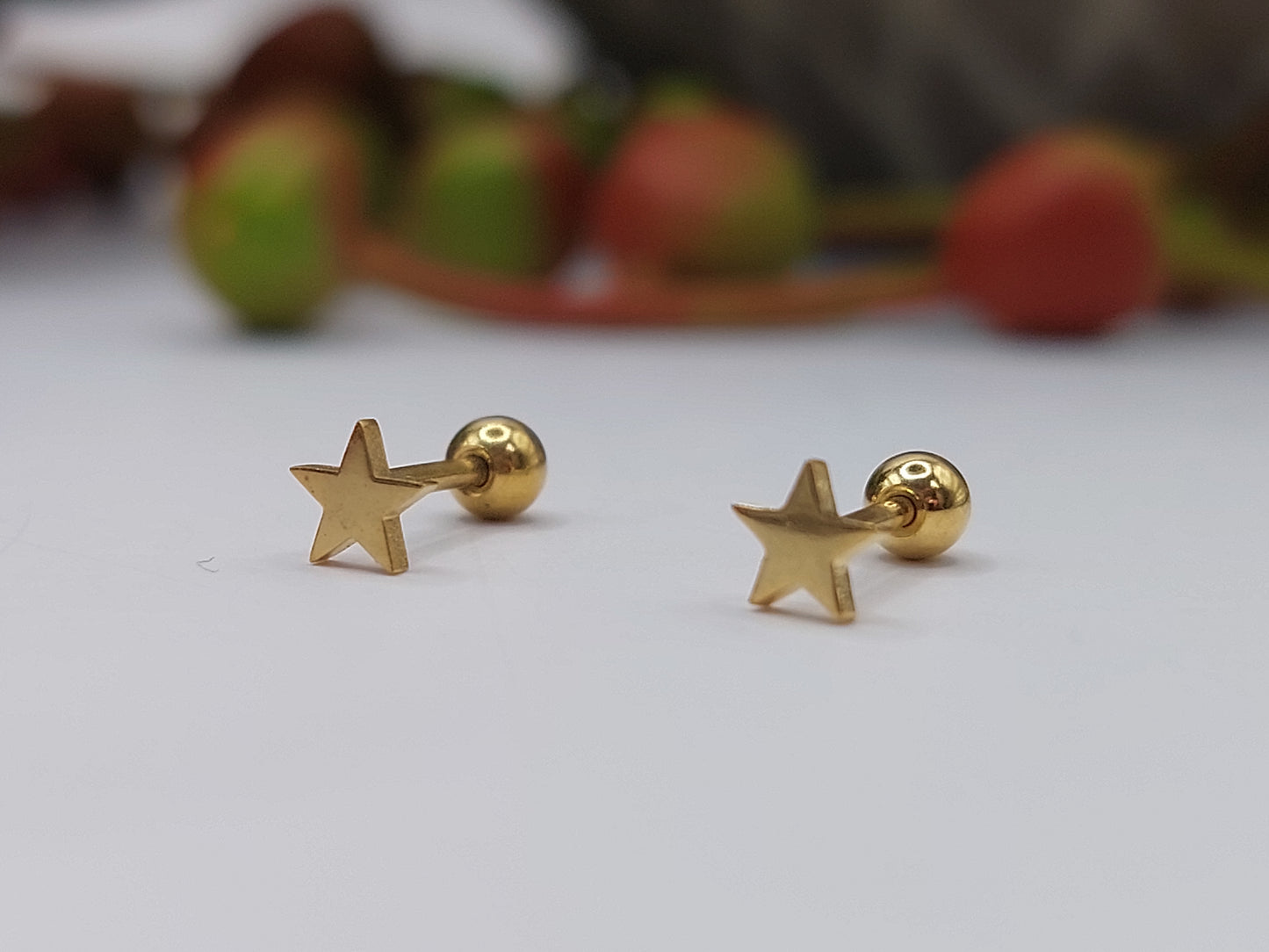 Star Stainless Steel Earring Screw-In Stopper