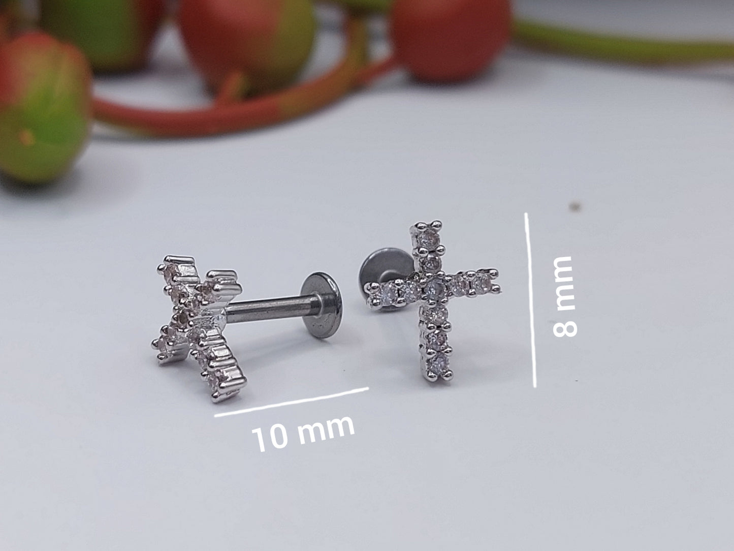 Cross Stainless Steel Flatback Earring